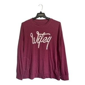 Unbranded Womens Burgundy Long Sleeve Graphic Print Shirt "Wifey" Size 2XL